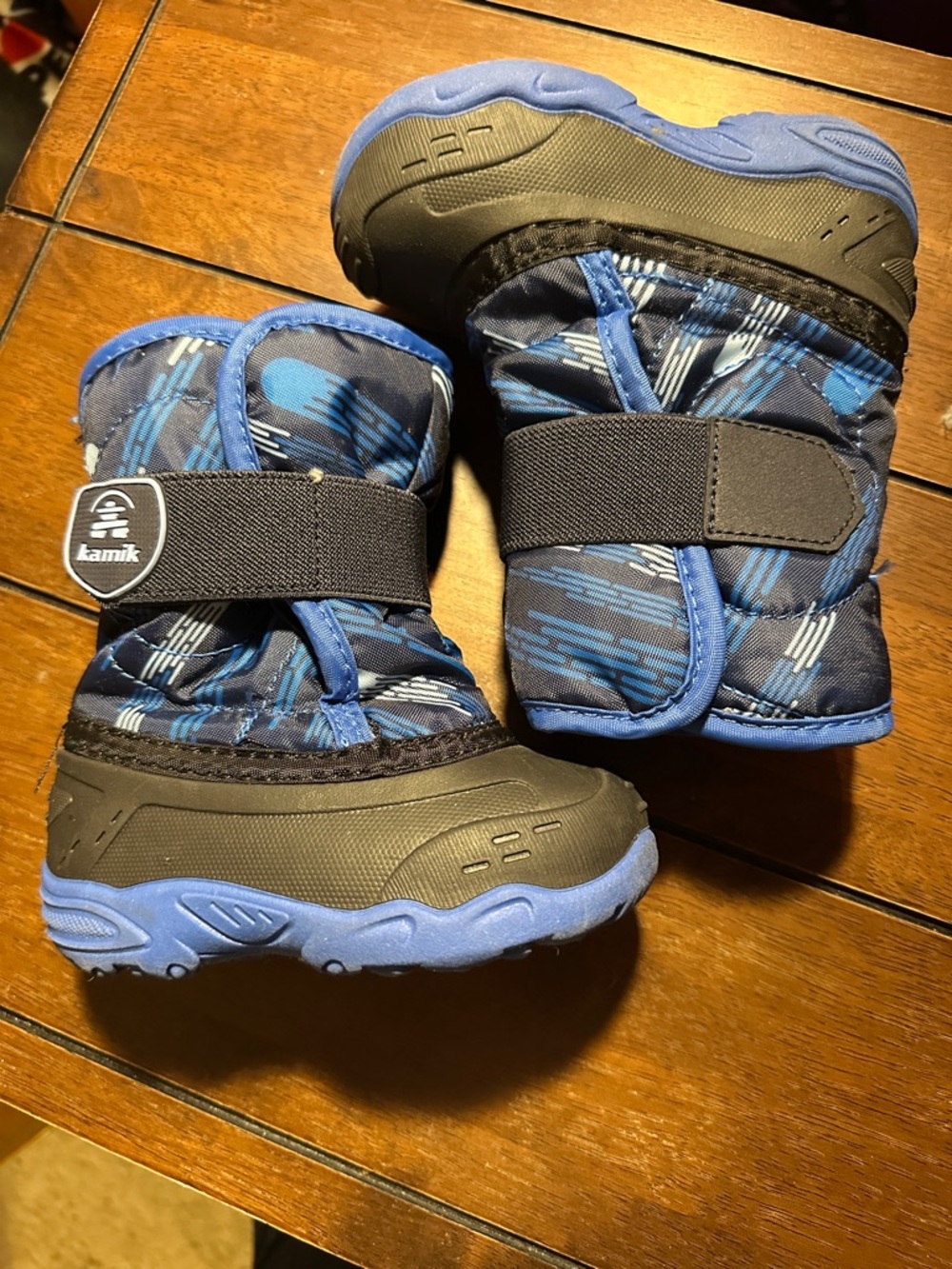Kamik Kids' Blue and Black Insulated Snow Boots with Velcro Strap